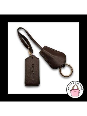 Lot NEW COACH CLOCHETTE Hang Tag Bag Charm Keychain Brown Polished Leather Pouch